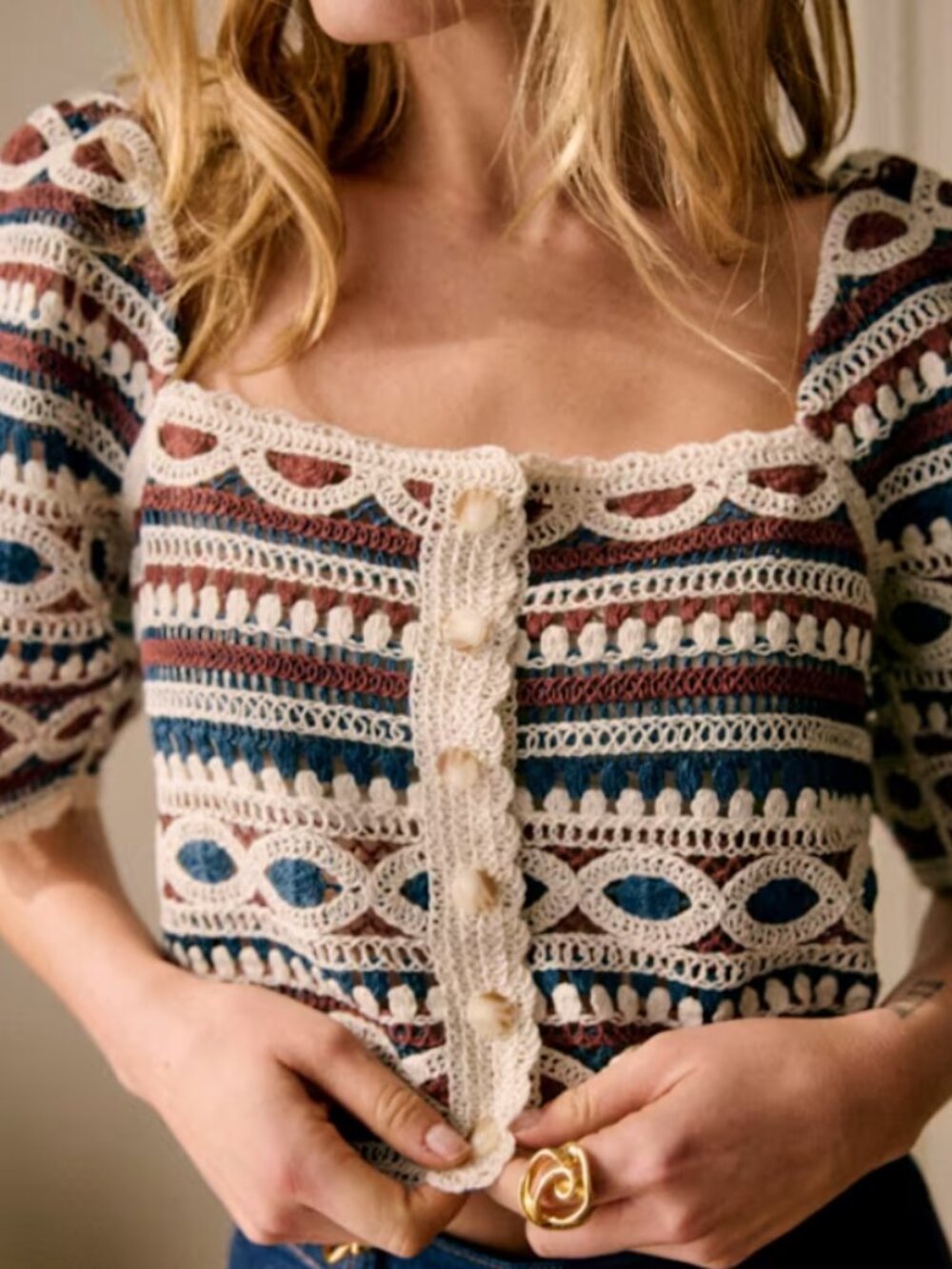 Sezane crochet top Breah Blouse - L
